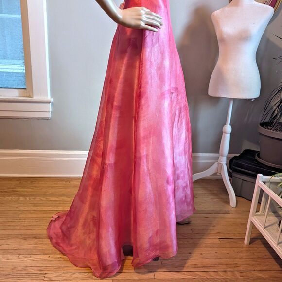 Vintage Y2K Delaru Prom Gown Floral Rhinestone Corset Lacing Butterfly Size XS - Picture 5 of 16